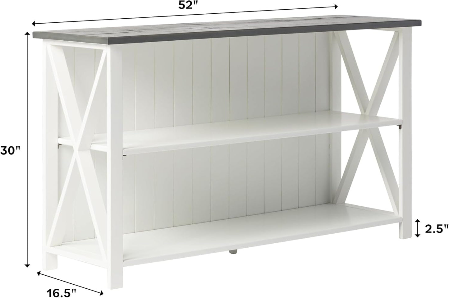 2 Tier Modern Farmhouse Wood Bookcase Bookshelf Storage Home Office
