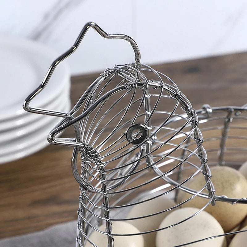 Homewares Chicken Hen Shaped Egg Collection Storage Wire Basket