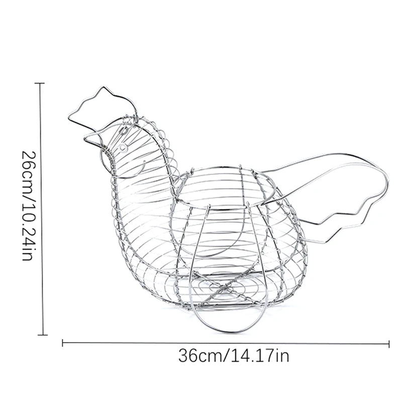 Homewares Chicken Hen Shaped Egg Collection Storage Wire Basket