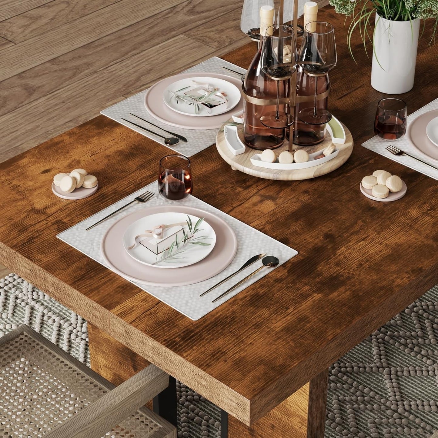 71" Large Dining Table, Rustic Farmhouse Dinner Table for 6 to 8
