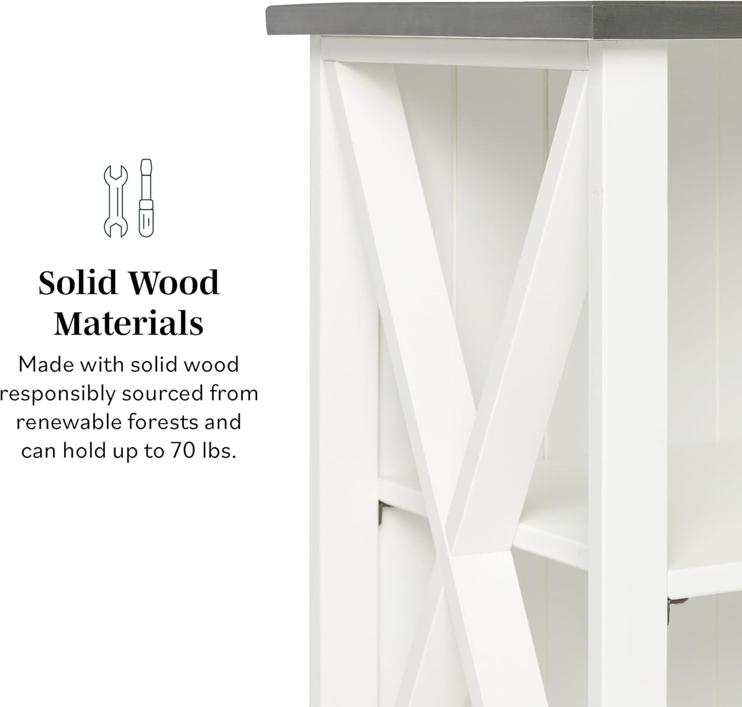 2 Tier Modern Farmhouse Wood Bookcase Bookshelf Storage Home Office
