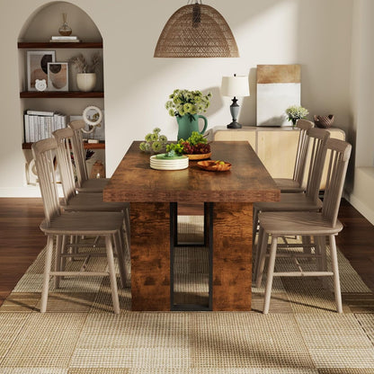 71" Large Dining Table, Rustic Farmhouse Dinner Table for 6 to 8