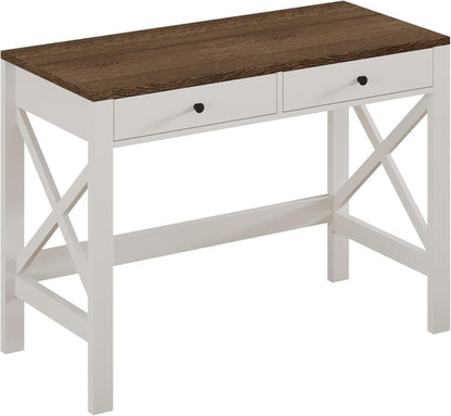 Farmhouse Desk 39" Computer Desk with Drawers, Small Study Writing