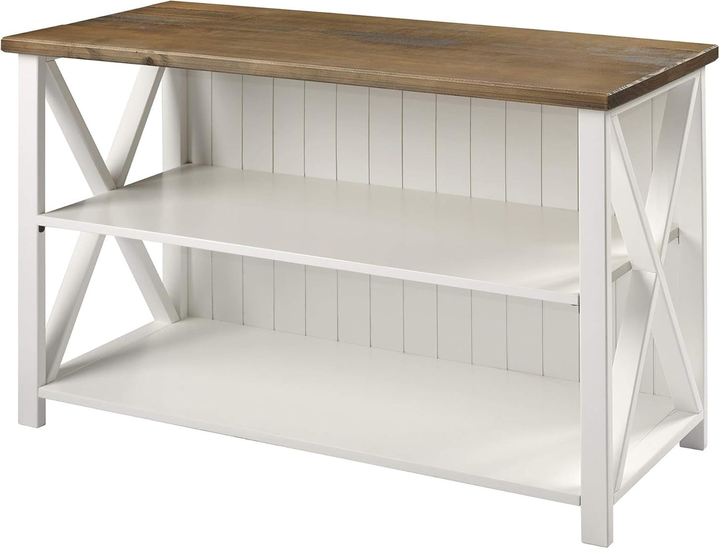 2 Tier Modern Farmhouse Wood Bookcase Bookshelf Storage Home Office