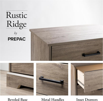 Rustic Ridge Farmhouse 6-Drawer Double Dresser, Brown Dresser for