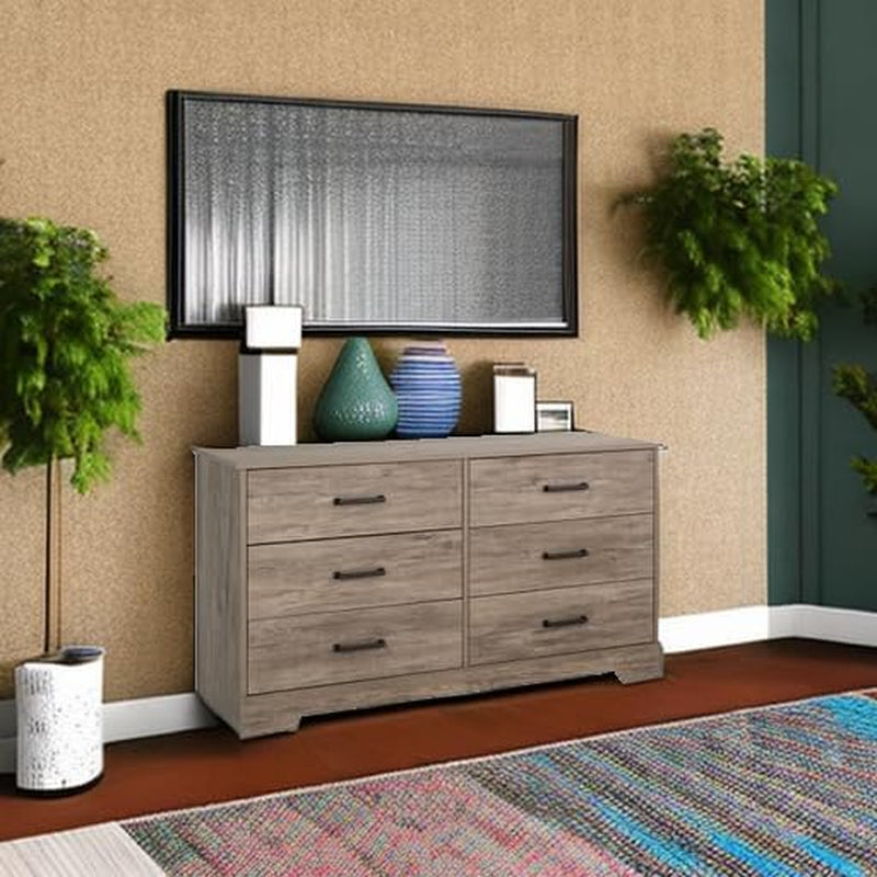 Rustic Ridge Farmhouse 6-Drawer Double Dresser, Brown Dresser for