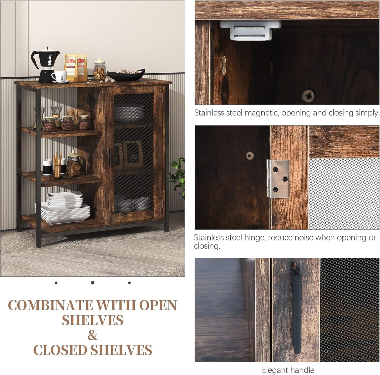 Mini Coffee Bar Cabinet Small Kitchen Buffet Farmhouse