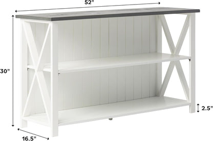 2 Tier Modern Farmhouse Wood Bookcase Bookshelf Storage Home Office