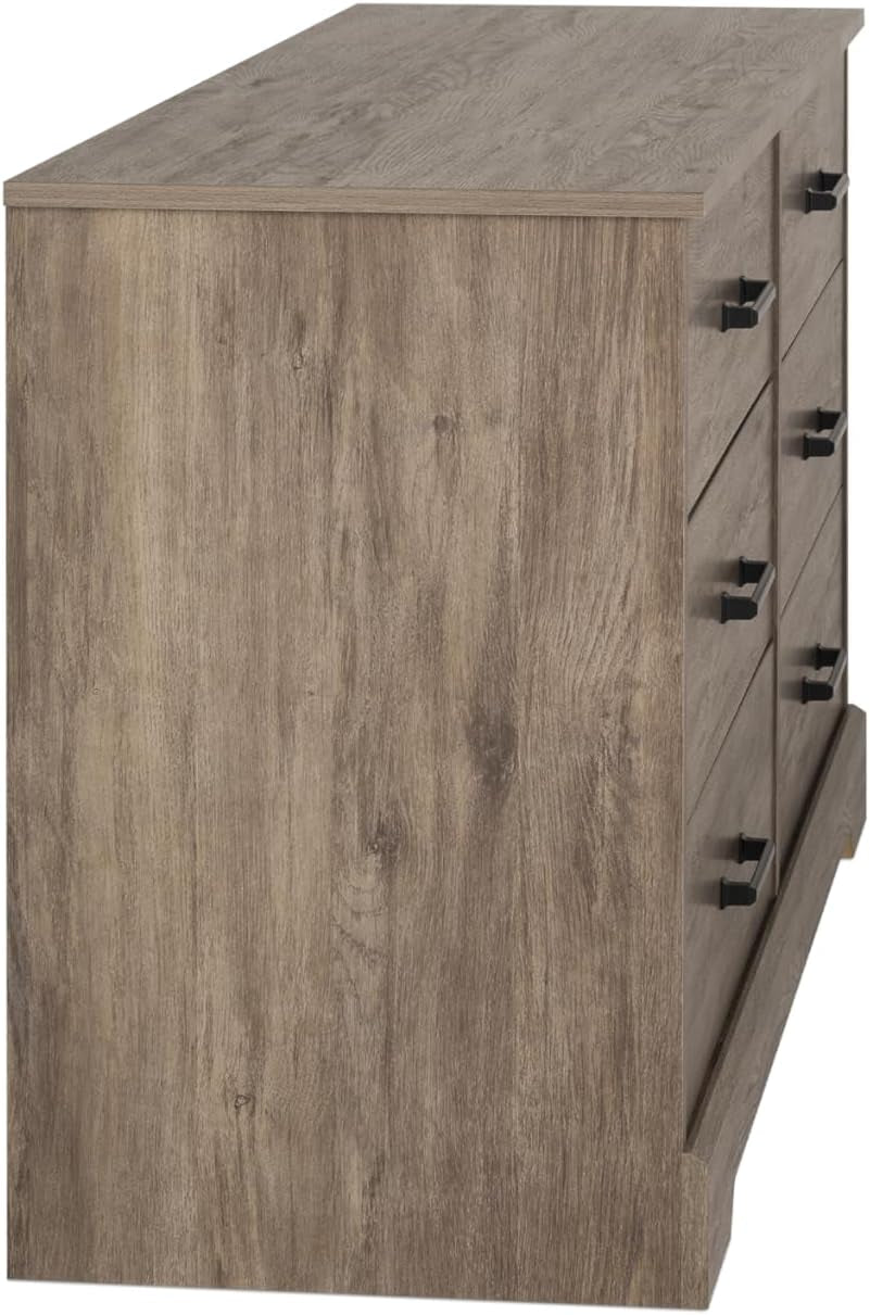 Rustic Ridge Farmhouse 6-Drawer Double Dresser, Brown Dresser for