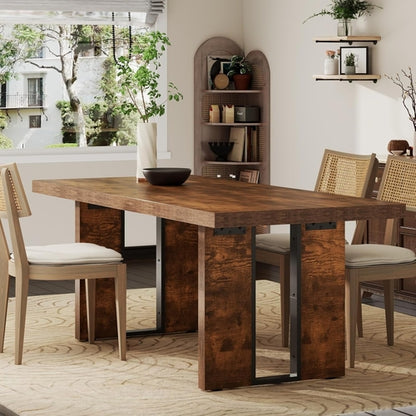 71" Large Dining Table, Rustic Farmhouse Dinner Table for 6 to 8