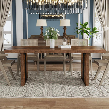 71" Large Dining Table, Rustic Farmhouse Dinner Table for 6 to 8