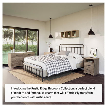 Rustic Ridge Farmhouse 6-Drawer Double Dresser, Brown Dresser for