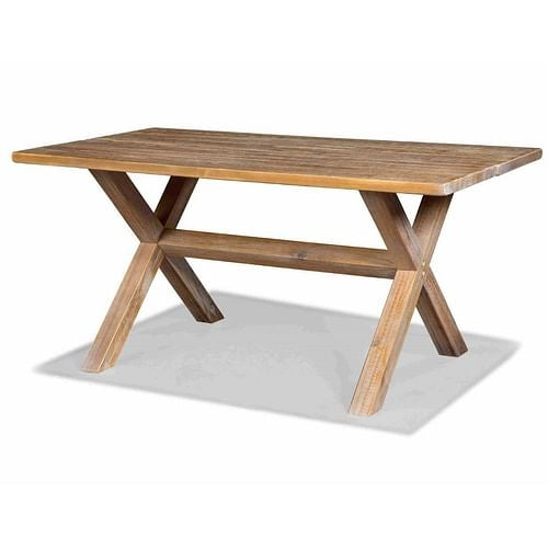 Modern Farmhouse Solid Pine Wood Dining Table in Distressed Driftwood