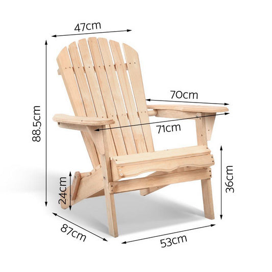 Gardeon Adirondack Outdoor Chairs Wooden Beach Chair Patio Furniture