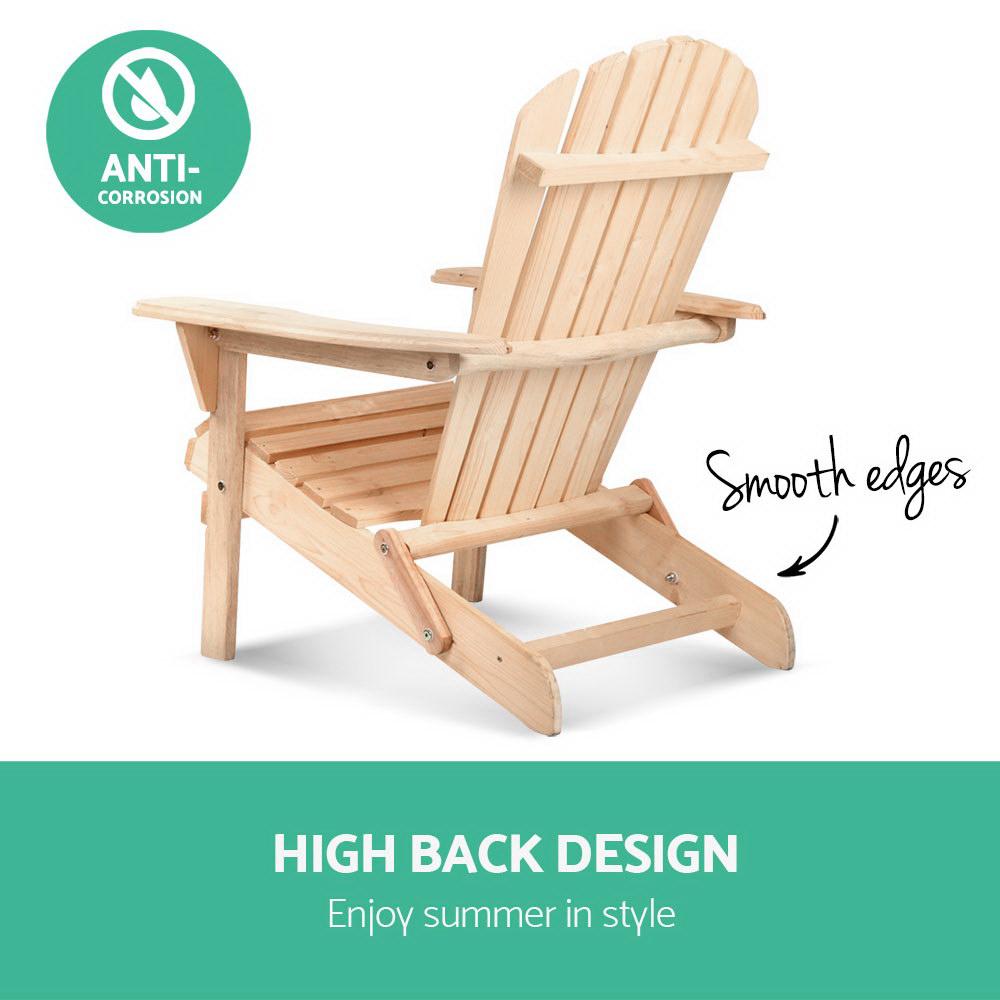 Gardeon Adirondack Outdoor Chairs Wooden Beach Chair Patio Furniture