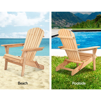Gardeon Set of 2 Patio Furniture Outdoor Chairs Beach Chair Wooden
