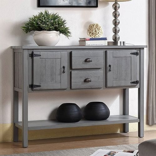 Solid Wood Farmhouse Sofa Table Sideboard Cabinet with Storage Drawers