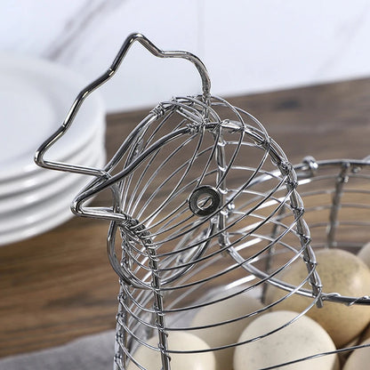 Homewares Chicken Hen Shaped Egg Collection Storage Wire Basket