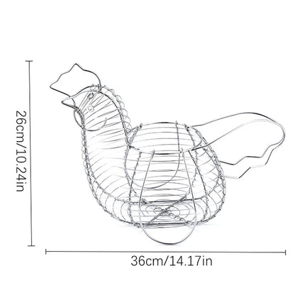 Homewares Chicken Hen Shaped Egg Collection Storage Wire Basket
