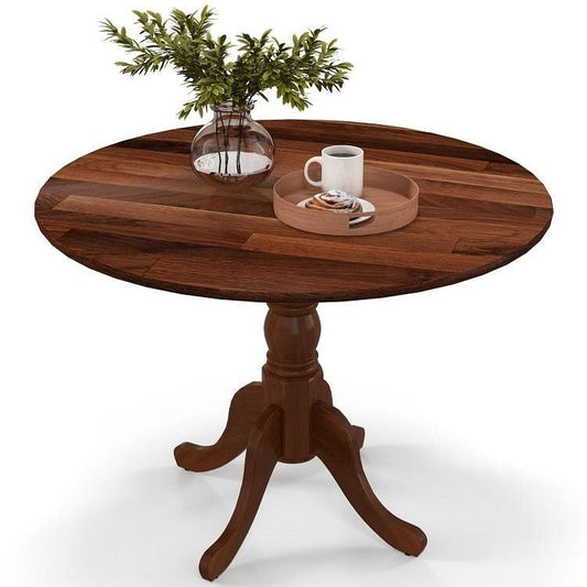 Round 40-inch Solid Wood Farmhouse Kitchen Dining Table in Medium