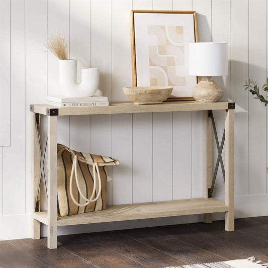 Industrial Farmhouse Entryway Table / Sofa Table in White Oak Wood
