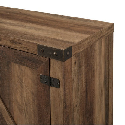Rustic Farmhouse Double Barn Door TV Stand For TVs With Center Shelves