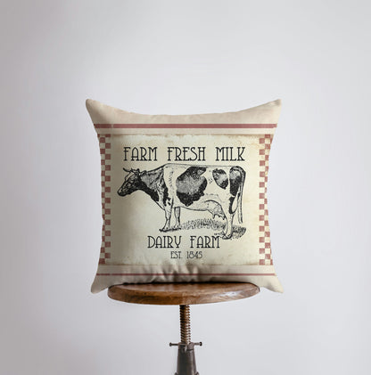 Farm Fresh Milk Dairy Cow Pillow Cover | Farmhouse Pillow | Farmhouse
