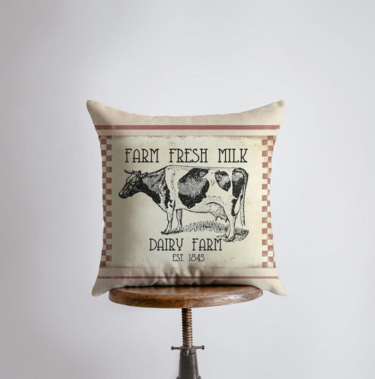 Farm Fresh Milk Dairy Cow Pillow Cover | Farmhouse Pillow | Farmhouse