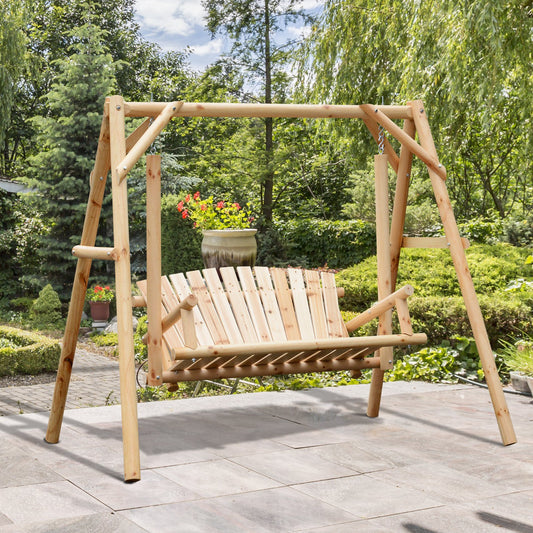 Outsunny Freestanding 6.5‚Äô Wooden Loveseat Traditional Farmhouse