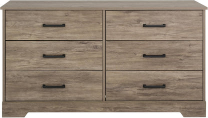 Rustic Ridge Farmhouse 6-Drawer Double Dresser, Brown Dresser for