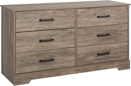 Rustic Ridge Farmhouse 6-Drawer Double Dresser, Brown Dresser for