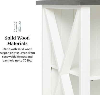 2 Tier Modern Farmhouse Wood Bookcase Bookshelf Storage Home Office