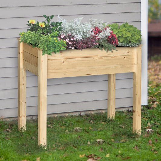 Outsunny 34''x18''x30'' Wooden Patio Elevated Garden Bed Outdoor
