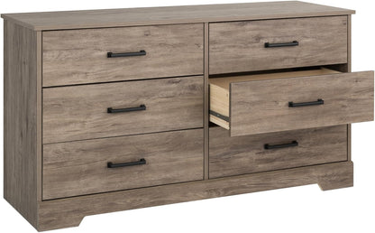 Rustic Ridge Farmhouse 6-Drawer Double Dresser, Brown Dresser for