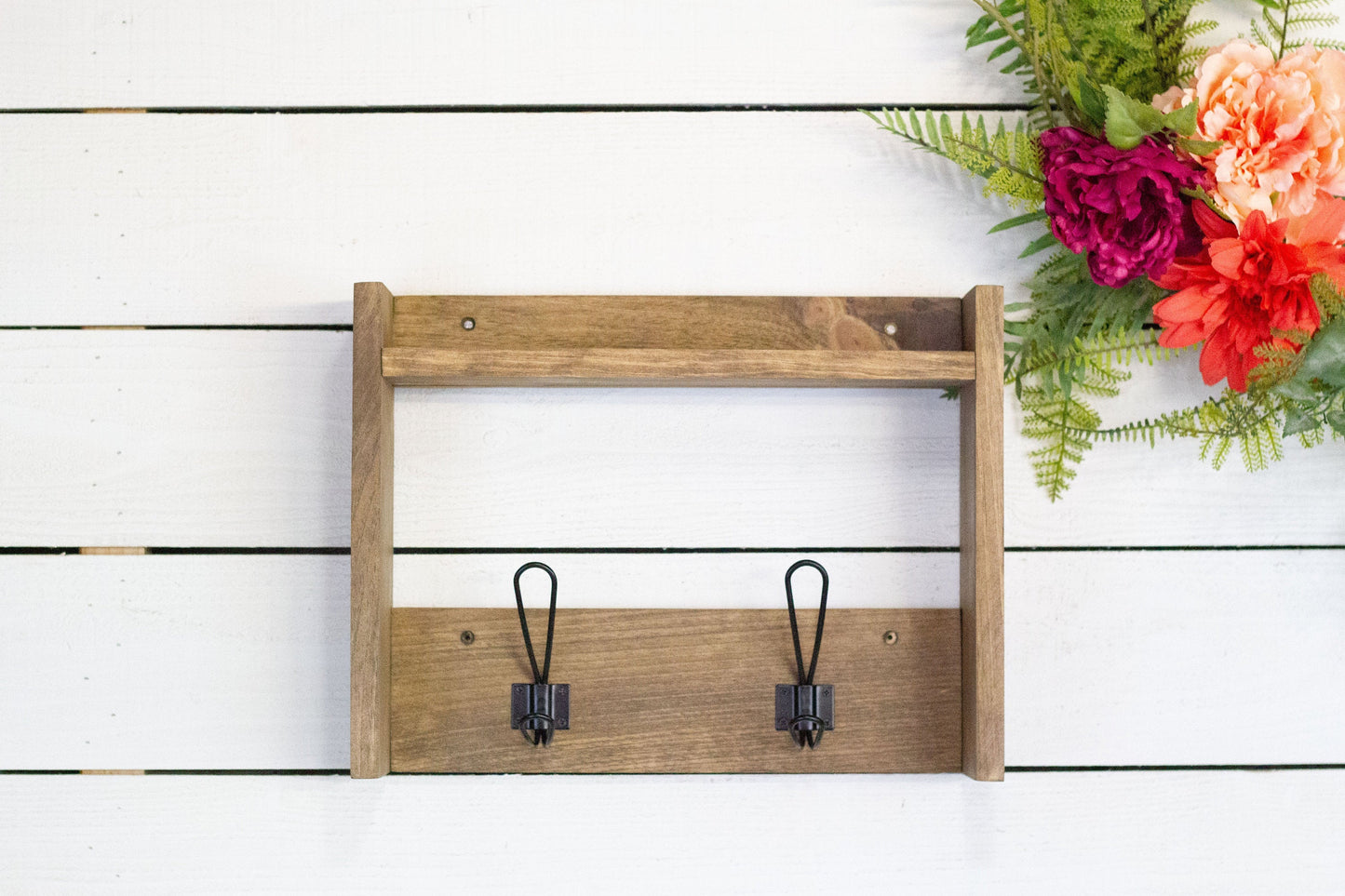 Bathroom Shelf with Farmhouse Robe Hooks