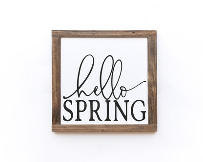 Hello Spring Wood Sign