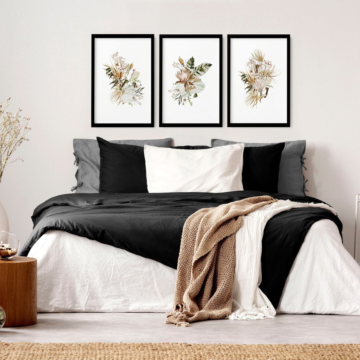 3 pictures above bed | set of 3 framed wall art